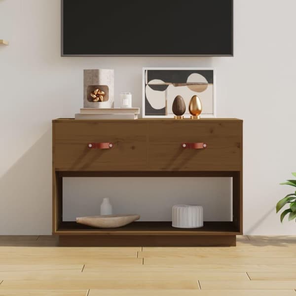 vidaXL TV-benk honningbrun 90x40x60 cm heltre furu