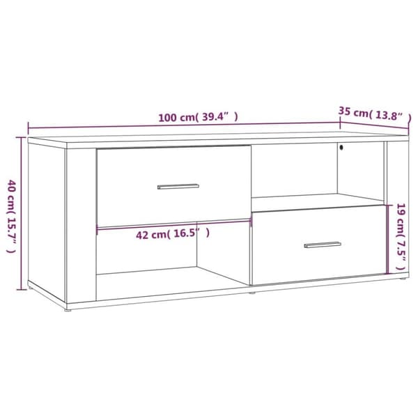 vidaXL tv-bord 100x35x40 cm konstrueret træ røget egetræsfarve