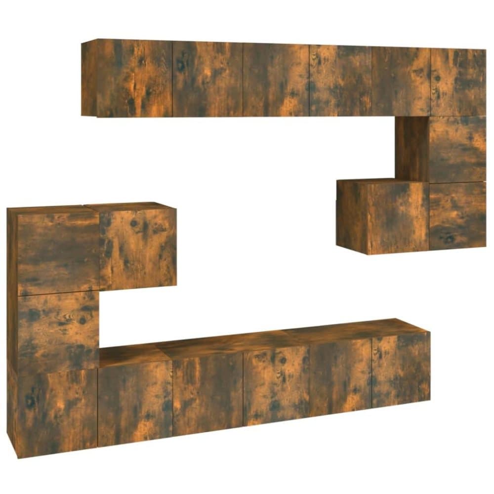 vidaXL TV-skåp 10 delar rökfärgad ek konstruerat trä