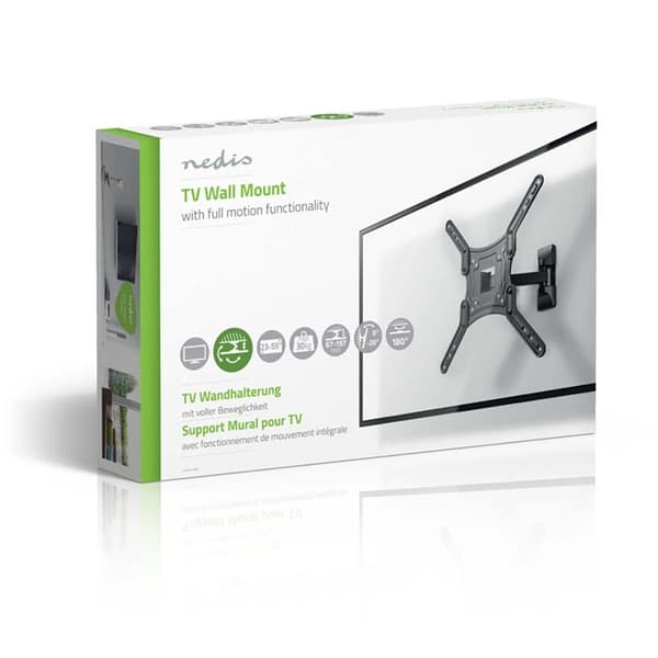Nedis Fuld Motion TV Vægbeslag | 23 - 55 " | Maksimal vægt: 30 kg | Vipbar | Kan drejes | Minimum vægafstand: 67 mm | Maksimal vægafstand: 197 mm | 2