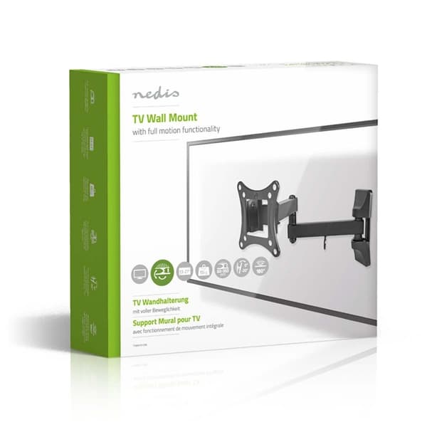 Nedis Full Motion TV Veggfeste | 13 - 27 " | Maximum skjerm vekt: 15 kg | Tiltbar | Roterbar | Minimum vegg avstand: 60 mm | Maksimum vegg avstand: 35