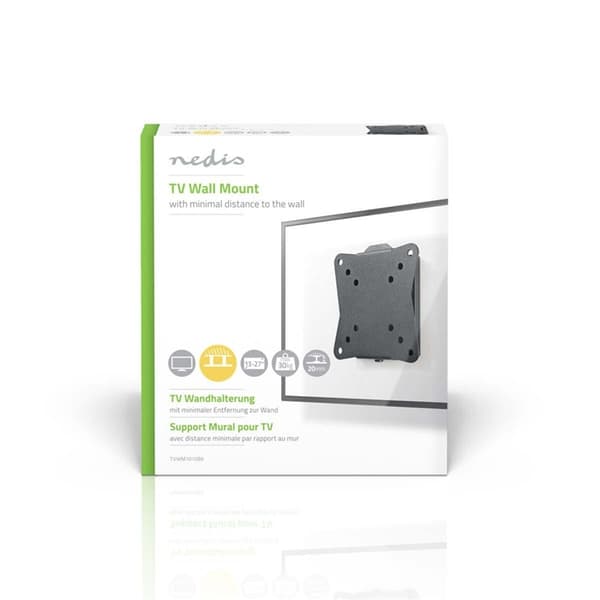 Nedis Fast TV Veggfeste | 13 - 27 " | Maximum skjerm vekt: 30 kg | Minimum vegg avstand: 20 mm | Stål | Sort
