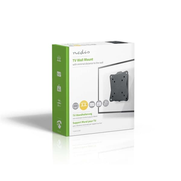 Nedis Fast TV Veggfeste | 13 - 27 " | Maximum skjerm vekt: 30 kg | Minimum vegg avstand: 20 mm | Stål | Sort