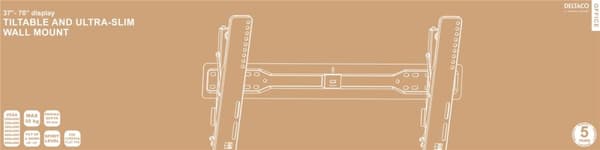 DELTACO Office, tilt ultra-slim wall, 37"-70", 35kg, 100x100-600x400