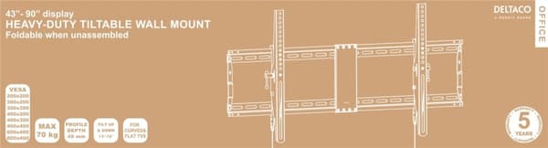 DELTACO Office, heavy-duty tilt foldable, 43"-90", 70kg, 200x200-800x4