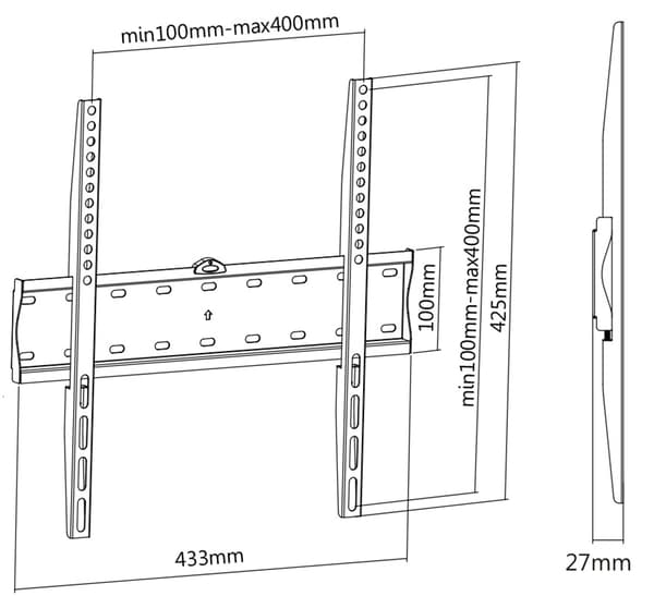 DELTACO, fixed wall, 32"-55", 40kg, 200x200-400x400
