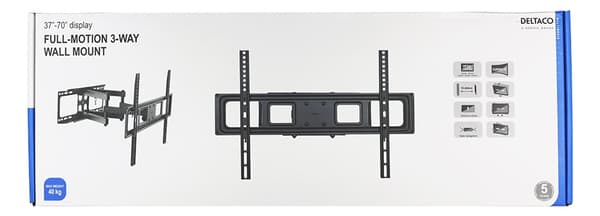 DELTACO näytön seinäteline, 37"-70", 40kg, 200x200-600x400