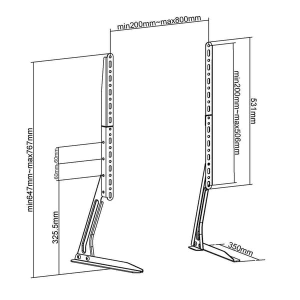 Nedis Fast TV Stand | 13 - 70 " | Maximum skjerm vekt: 50 kg | Justerbare forhåndsfikserte høyder | Stål | Sort