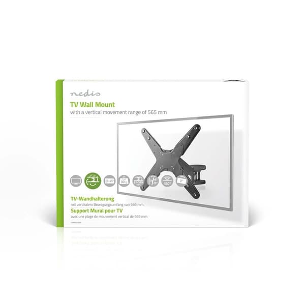 Nedis Vertikal TV Veggfeste | 23 - 55 " | Maximum skjerm vekt: 30 kg | Vertikal bevegelse: 0-282 mm | Minimum vegg avstand: 61 mm | Maksimum vegg avst