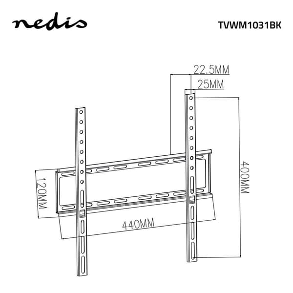 Nedis Fast TV väggfäste | 23 - 55 " | Maximal skärmvikt som stöds: 35 kg | Minsta väggdistans: 23 mm | Stål | Svart