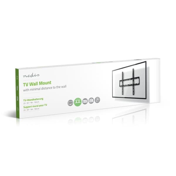 Nedis Fast TV väggfäste | 23 - 55 " | Maximal skärmvikt som stöds: 35 kg | Minsta väggdistans: 23 mm | Stål | Svart