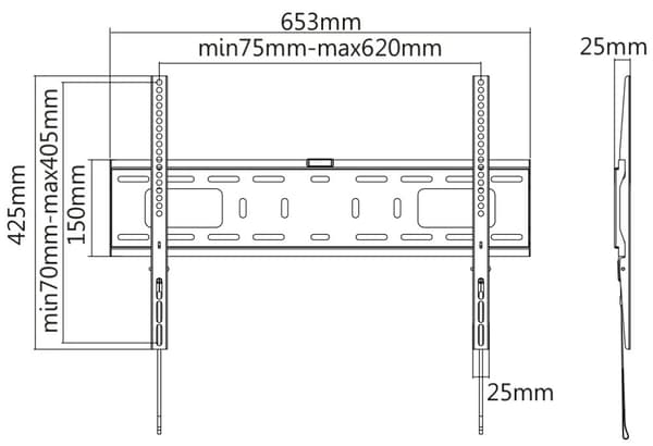 DELTACO, heavy duty fixed wall, 37"-70", 50kg, 200x200-600x400