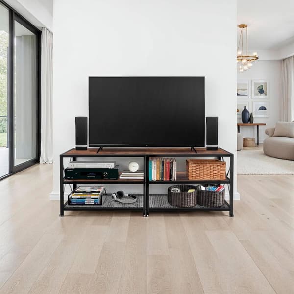 Tv-bord - 141 cm,Industrielt mørkt træ, rustikt