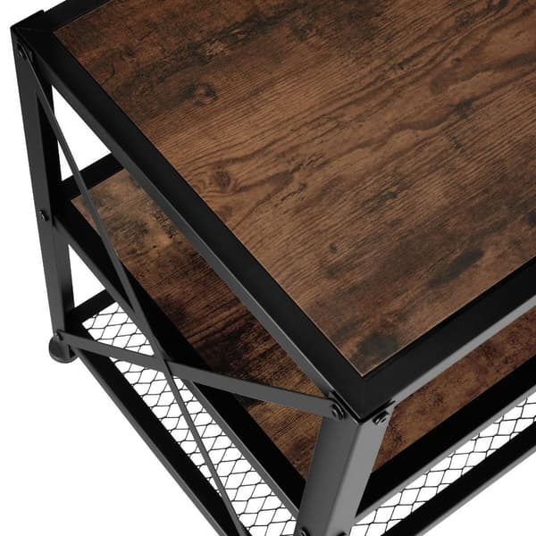 Tv-bord - 141 cm,Industrielt mørkt træ, rustikt