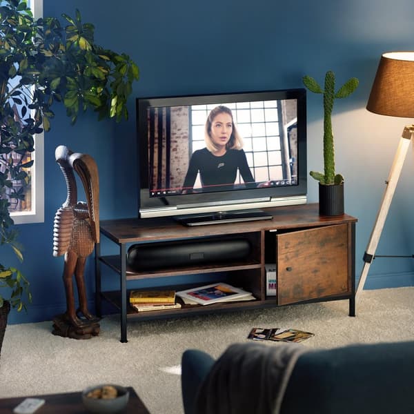 TV-bänk Durban - Industriellt mörkt trä, rustikt
