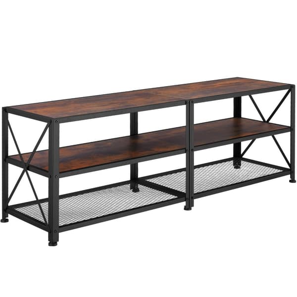 TV-bänk - 141 cm, Industriellt mörkt trä, rustikt
