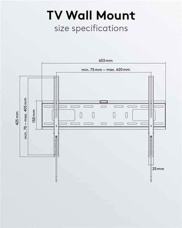 Goobay TV-veggfeste Pro FIXED (L) for TV-er fra 37 til 70 tommer (94 til 178 cm) opp til 50 kg
