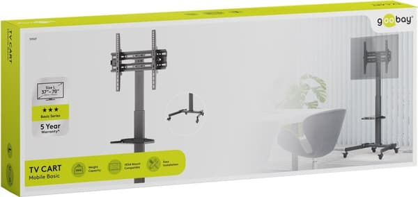 Goobay TV-presentationsställ Basic (storlek L) för TV-apparater eller monitorer mellan 37 och 70 tum (94-178 cm) upp till 35 kg