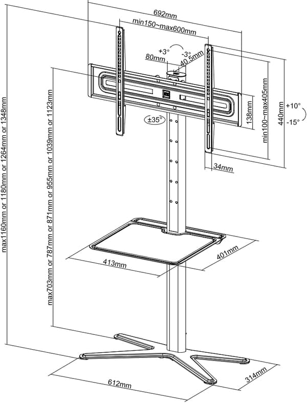 ONE FOR ALL WM4672 gulvstativ for 32-70" TV