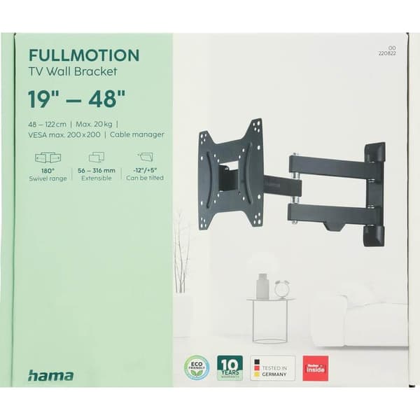 Hama TV-vægbeslag Full Motion VESA op til 200x200 48" Sort