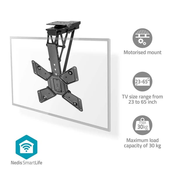 Nedis SmartLife Motorised TV Ceiling Mount | 23 - 65 " | Maximum supported screen weight: 30 kg | Rotatable | Tiltable | Minimum ceiling distance: 140