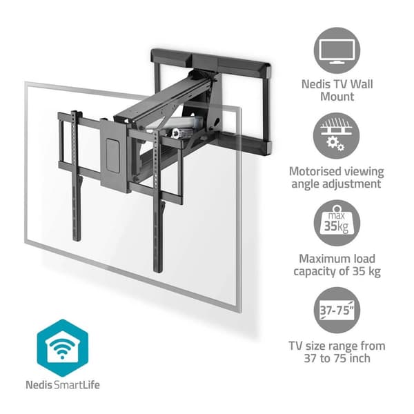 Nedis SmartLife Motorised TV Wall Mount | 37 - 75 " | Maximum supported screen weight: 35 kg | Rotatable | Minimum wall distance: 153 mm | Maximum wal