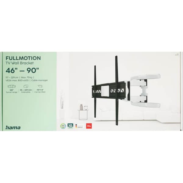 Hama TV Veggfeste Full Motion VESA opp til 800x600 46"-90" Svart