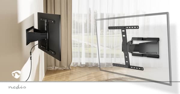 Nedis Tilt och vridbart TV väggfäste | 43 - 90 " | Maximal skärmvikt som stöds: 50 kg | Går att tilta | Roterbar | Minsta väggdistans: 19.6 mm | 2 Led