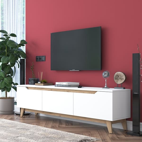 TV-bänk, 180 x 48,6 cm, melaminbelagd, vit