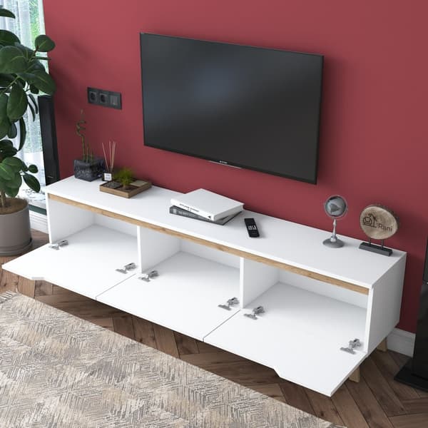 TV-bänk, 180 x 48,6 cm, melaminbelagd, vit