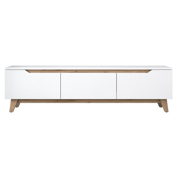 TV-bänk, 180 x 48,6 cm, melaminbelagd, vit