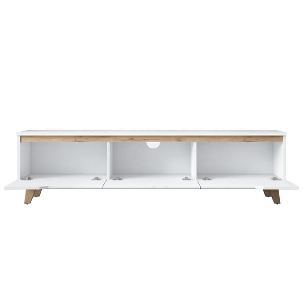 TV-bänk, 180 x 48,6 cm, melaminbelagd, vit