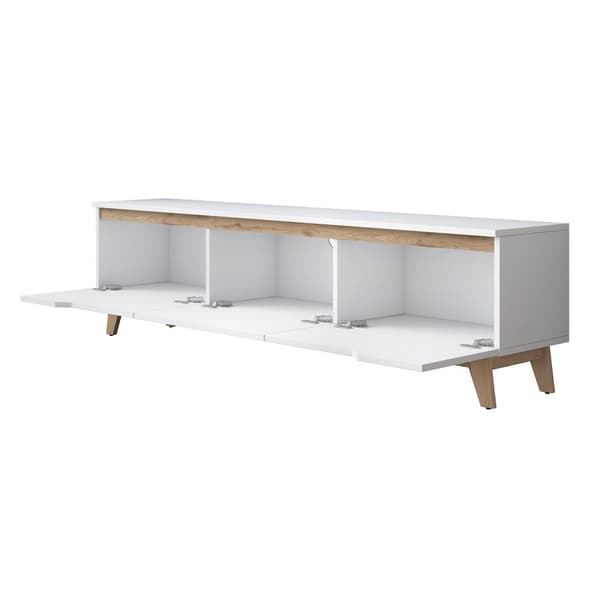 TV-bänk, 180 x 48,6 cm, melaminbelagd, vit