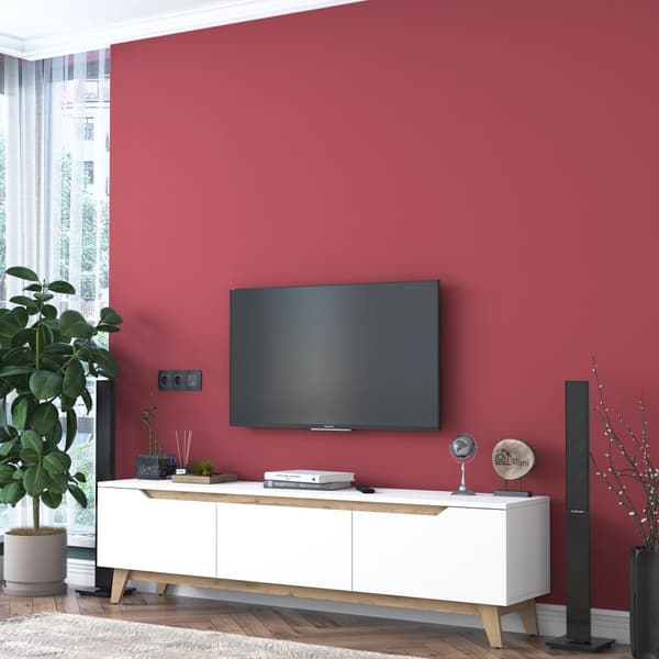 TV-bänk, 180 x 48,6 cm, melaminbelagd, vit