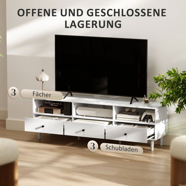 TV-bänk, 140x34x45 cm, Vit