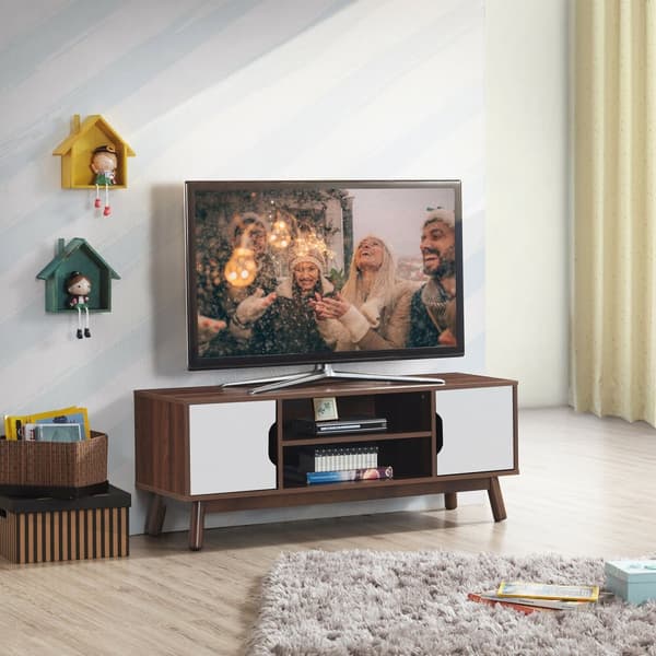 TV-stativ, 47x15.5x12.5 tum, Svart/Kaffe
