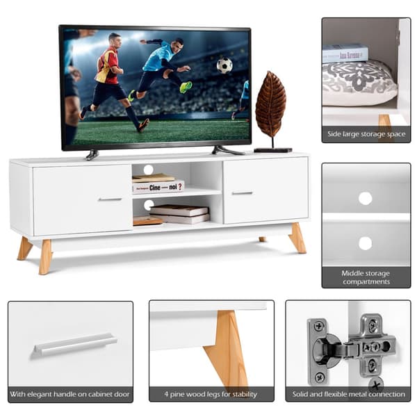 TV-bänk, 140x40.5x48 cm, Vit