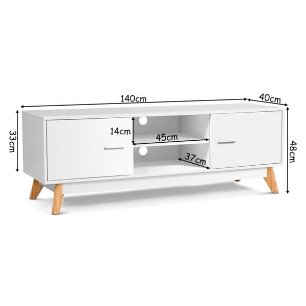 TV-bänk, 140x40.5x48 cm, Vit