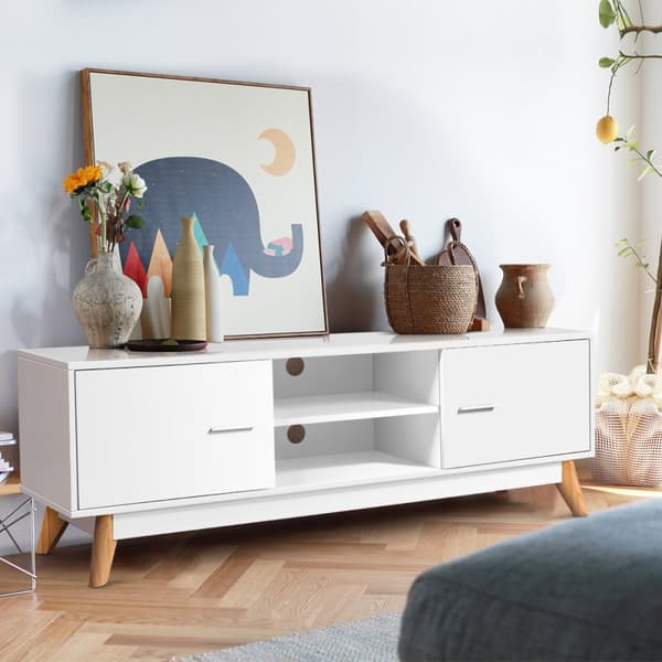 TV-bänk, 140x40.5x48 cm, Vit
