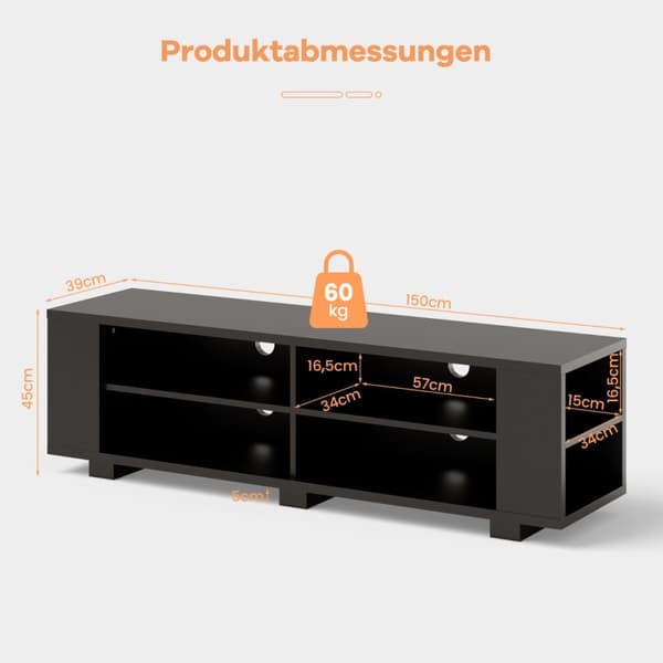 TV-bänk, 150x39x45 cm, Naturlig