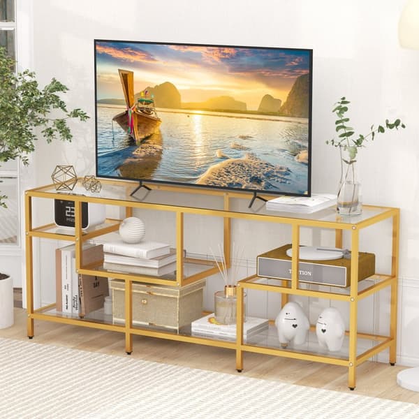 TV-konsolipöytä, 58x16x24.5 tuumaa, Kulta