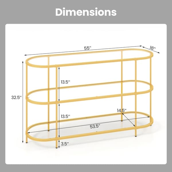 TV Bord Konsolbord, 55x16x32.5 tommer, Guld