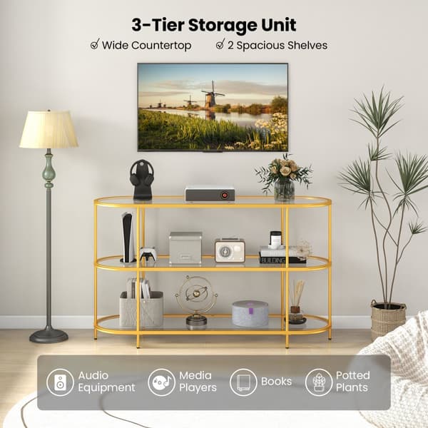 TV Bord Konsolbord, 55x16x32.5 tommer, Guld