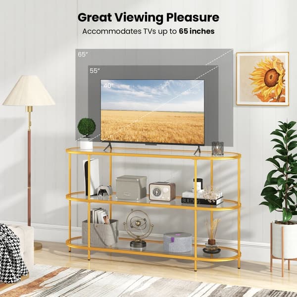 TV Bord Konsolbord, 55x16x32.5 tommer, Guld