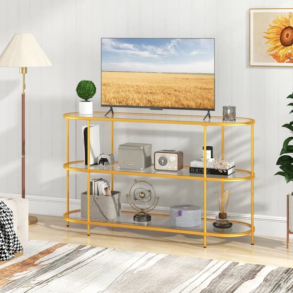 TV Bord Konsolbord, 55x16x32.5 tommer, Guld