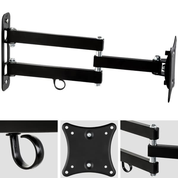 TV-ophæng for 10-24 tommer (25-61cm) (vipbar + svingbar) - sort