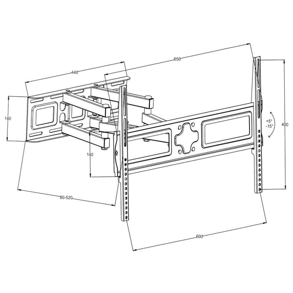TV-ophæng for 32-100 tommer (81-254 cm) (Vipbar + Svingbar) - sort