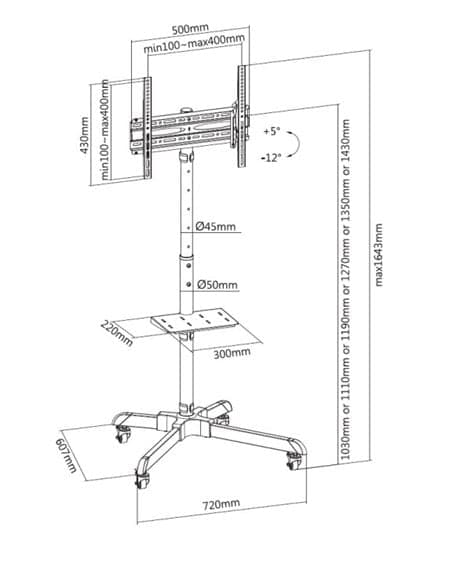 audizio MFS30 MOBILT TV Golvstativ 32”- 65”