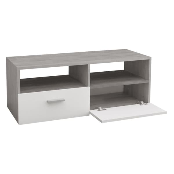 ML Design puinen televisio LOWARD valkoinen / harmaa, 95x36x35cm, moderni TV-aluksella, jossa on olohuone, TV kaappi seisoo