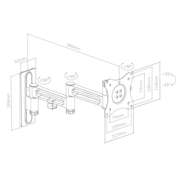 TV väggfäste för husbil / husvagn tv med dubbel arm 13"-32" CRV38